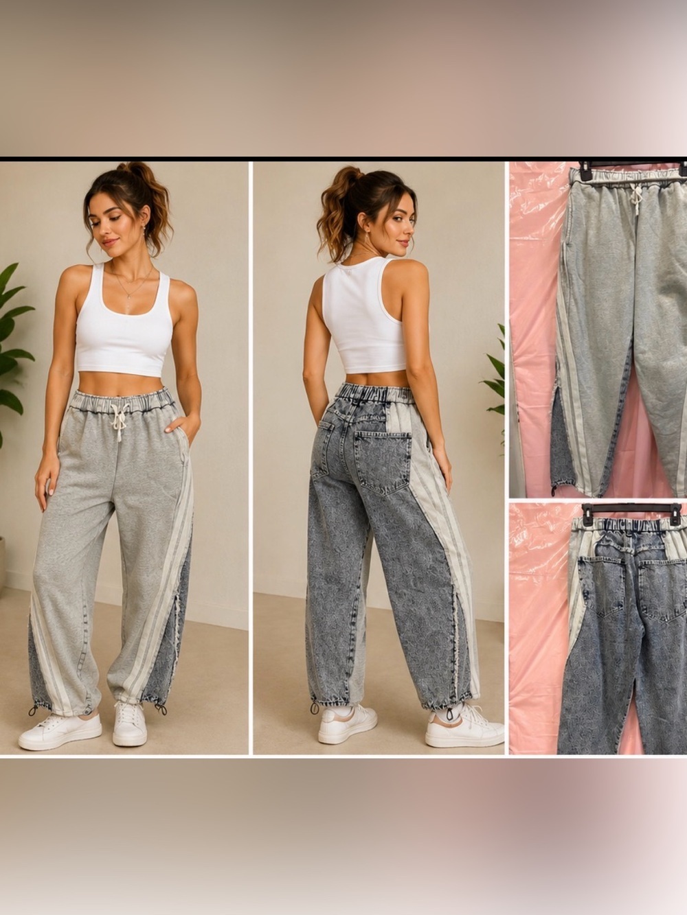 Women's OH JEANS Gray and Blue Acid Wash, Size S